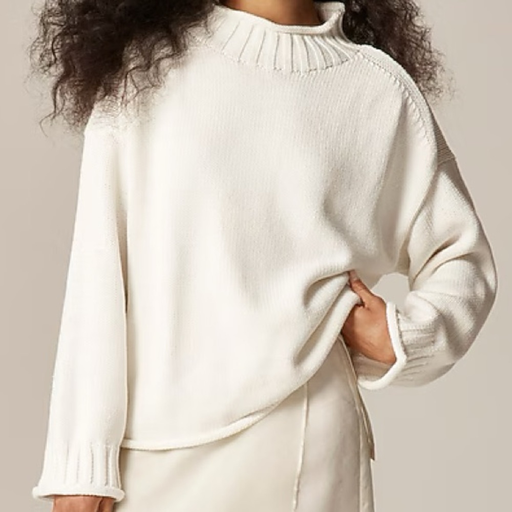 NWT J.CREW 2025 Rollneck Sweater 100% Cotton White